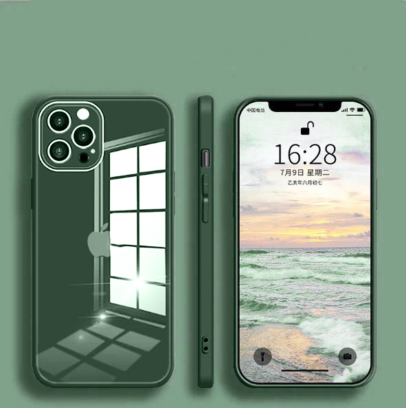 iPhone 14 Pro Aqua Square Tempered Glass Case