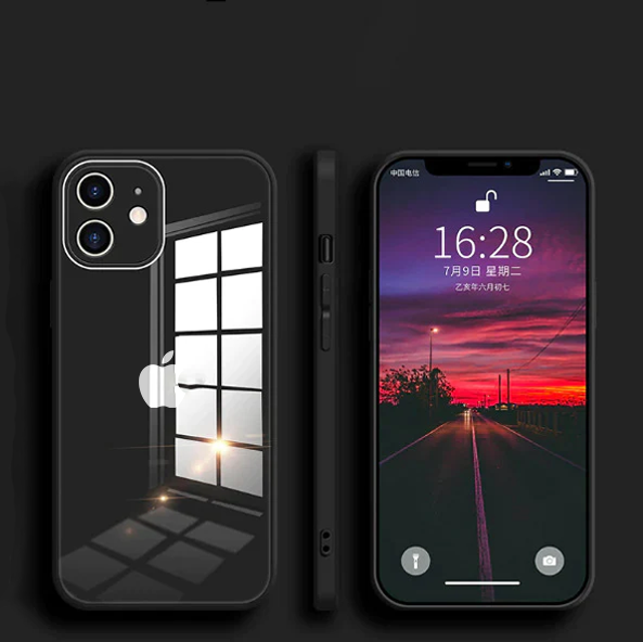 iPhone 12 Mini Aqua Square Tempered Glass Case