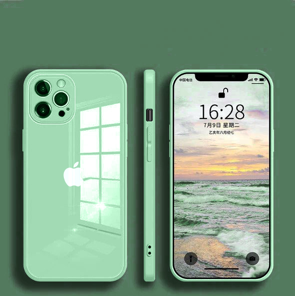 iPhone 13 Pro Aqua Square Tempered Glass Case