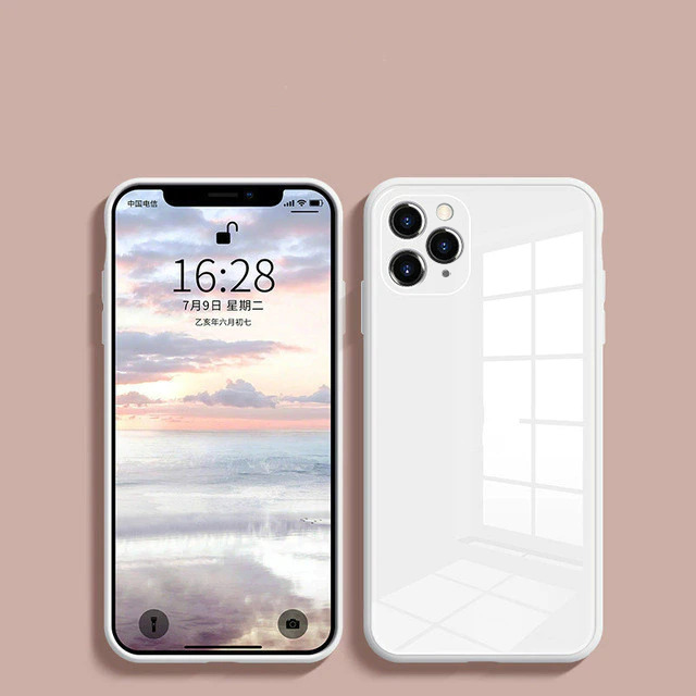 iPhone 11 Pro Max Aqua Square Tempered Glass Case
