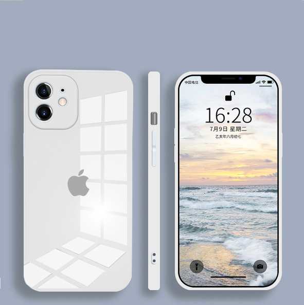 iPhone 12 Mini Aqua Square Tempered Glass Case