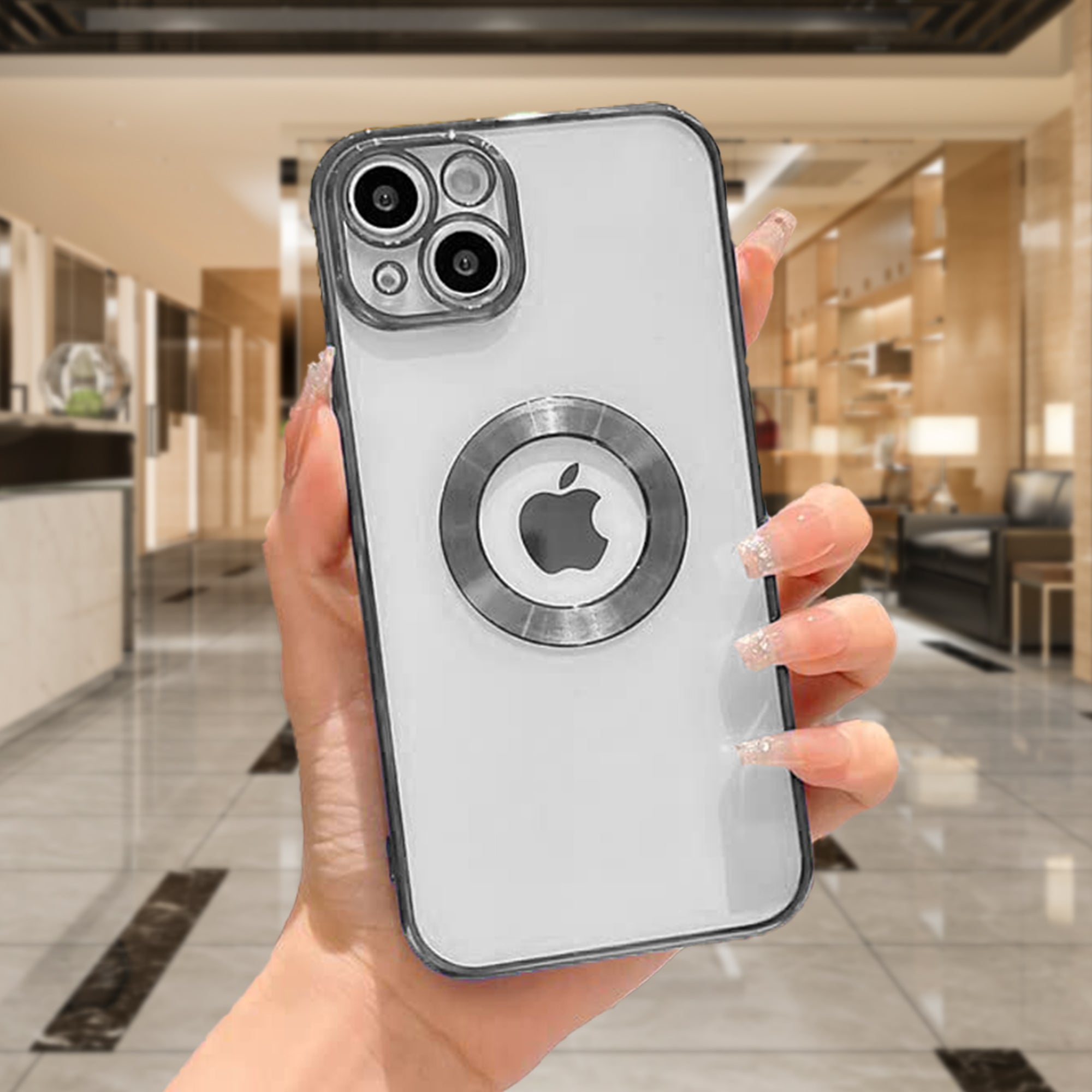 iPhone 13 Mini Chrome Ring Logo Cut Case